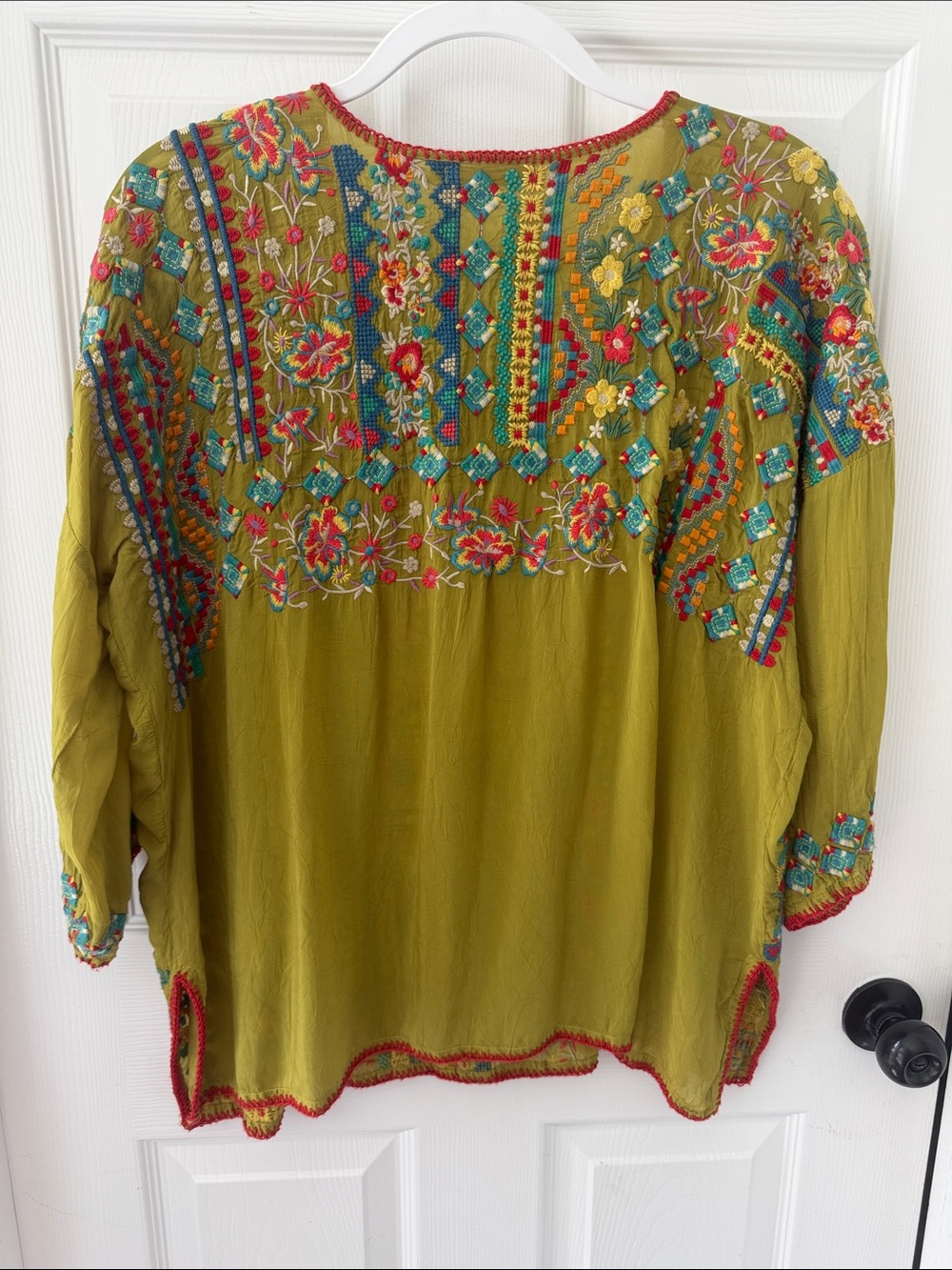 Johnny Was Olive Green Multicolor Embroidered Tunic - Picture 5 of 5